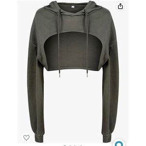 Women Long Sleeve Cropped Super Crop Top Hoodie